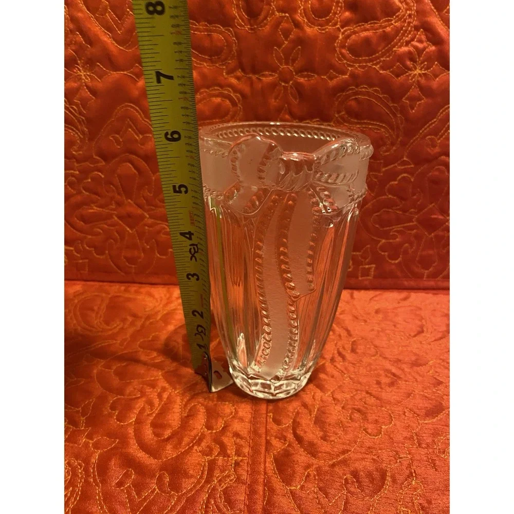 Vintage Evita Merci Cherie Collection  Vase Germany 24% Lead Crystal‎ Ribbon Bow